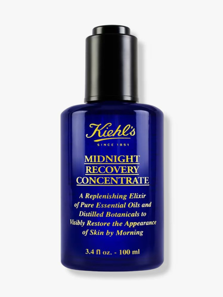 Kiehl's Since 1851 Midnight Recovery Concentrate Moisturizing Face Oil Serum in branded component on a light gray background